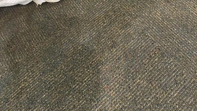 Alleged soiled carpet inside the acute psychiatric ward. Photo: Supplied.