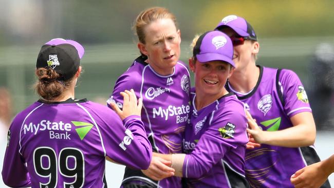 Veronica Pyke, centre, has played every WBBL season with the Hurricanes. Picture: Getty