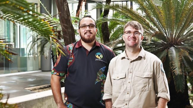 Jabalbina Yalanji Aboriginal Corporation’s Kallum Clarke will work alongside Lachlan Clark and other members of the Queensland Parks and Wildlife Service at the new cultural and ecotourism centre. Picture: Brendan Radke