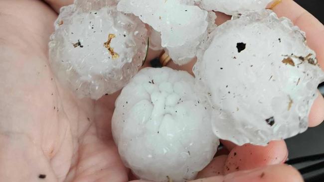 five centimetre hail in Rutherford NSW. Picture: Facebook