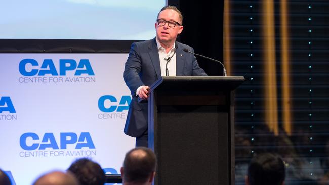 Alan Joyce at the Centre for Aviation summit in Sydney.