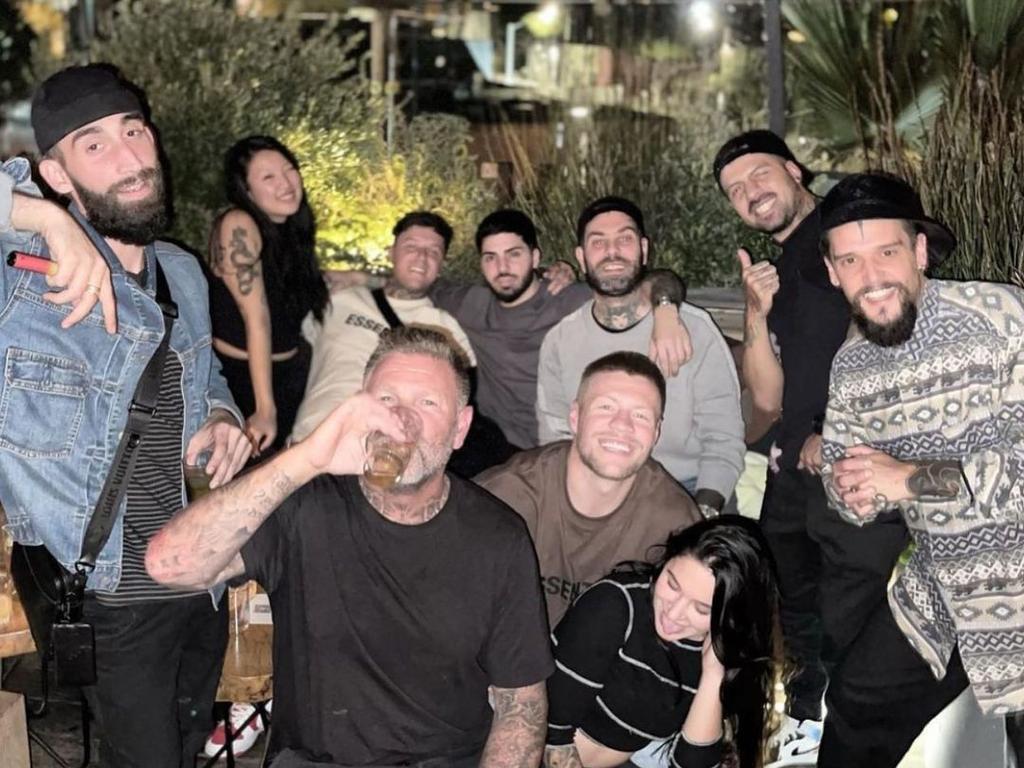 Jordan De Goey with friends in Los Angeles. Picture: Instagram