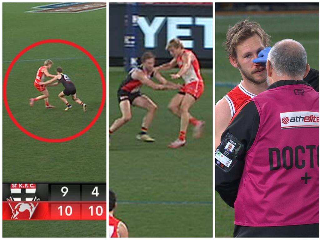 Isaac Heeney gave Jimmy Webster a bloody nose after this incident.