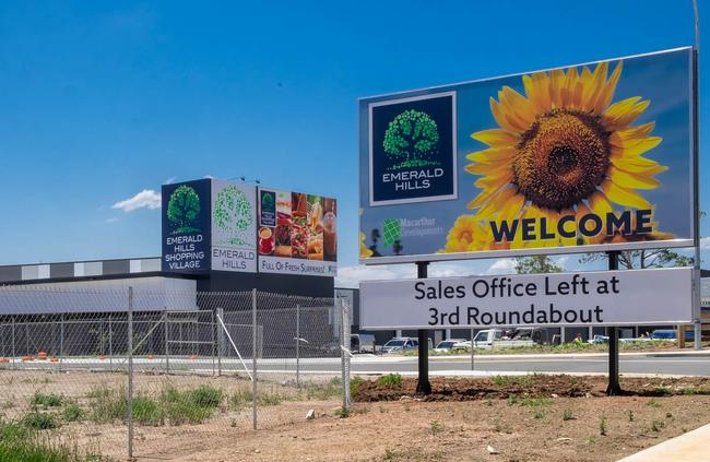 A picture of the under-construction Emerald Hills Shopping Village.