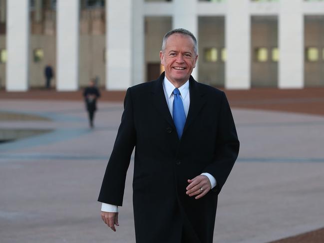 Opposition Leader Bill Shorten outside Parliament House in Canberra on Wednesday morning. Picture: Kym Smith