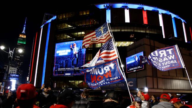 Donald Trump supporters outside Madison Square Garden. Picture: AFP