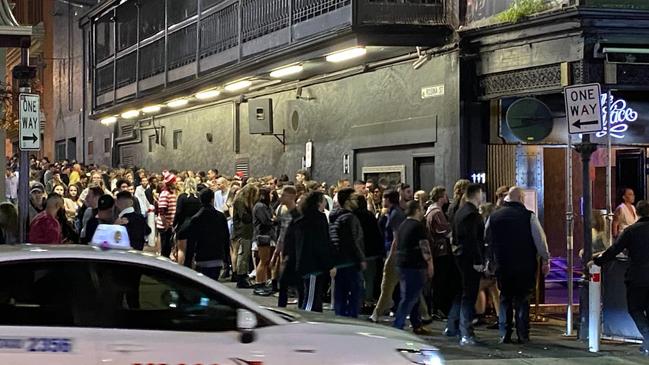 Patrons lining up at the old Red Square nightclub on Hindley St in busier times. Picture: File