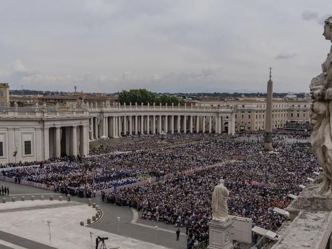 The St Peter's Square crowd on Sunday for the noon blessing. AP Photo/Domenico Stinellis