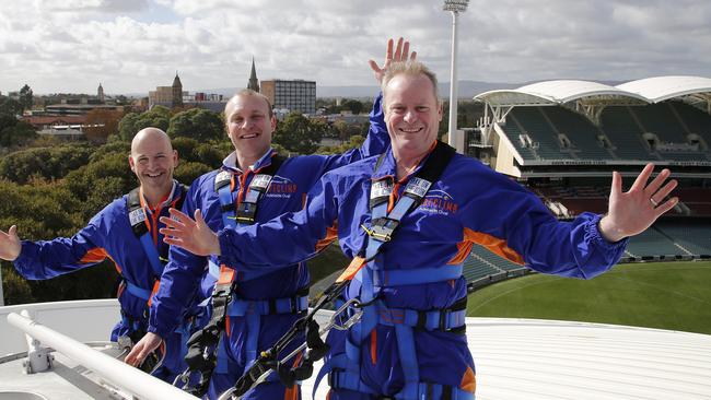 Jake Parkinson, front, with a couple of mates. Don’t forget the sunscreen Adam.