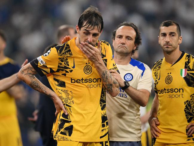 Francesco Acerbi of FC Internazionale looks dejected after their teams UEFA Champions League final record breaking defeat. Picture: Stu Forster/Getty Images