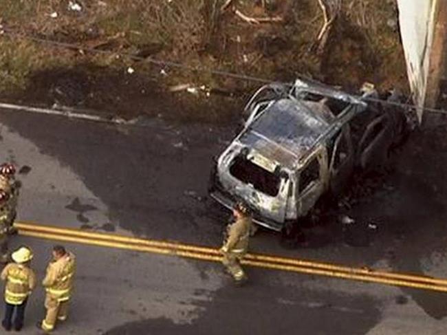 The crash that killed Aubrey McClendon. Picture: Reuters