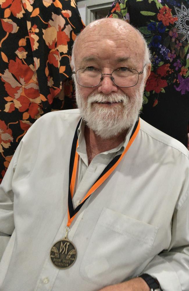 Centralian Advocate journalist Steve Menzies was inducted into the Desert Sports Foundation League of Champions at the Alice Springs Golf Club. Picture: Justin Raymond