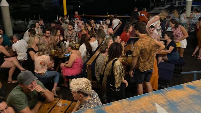 Part of the large crowd at Lola's Pergola in Cullen Bay on Friday, May 15, the first night that restrictions were eased for bars, pubs and restaurants in the Northern Territory. Picture: Supplied