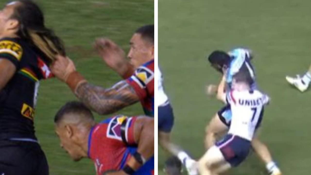 Sam Walker was not penalised for a potential hair pull incident but Tyson Frizell was. Picture: Supplied