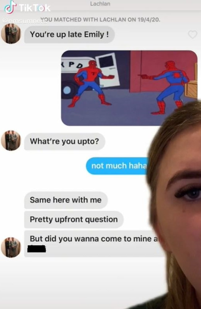 She shared another text exchange showing the brutal world of online dating. Picture: TikTok/emsumners