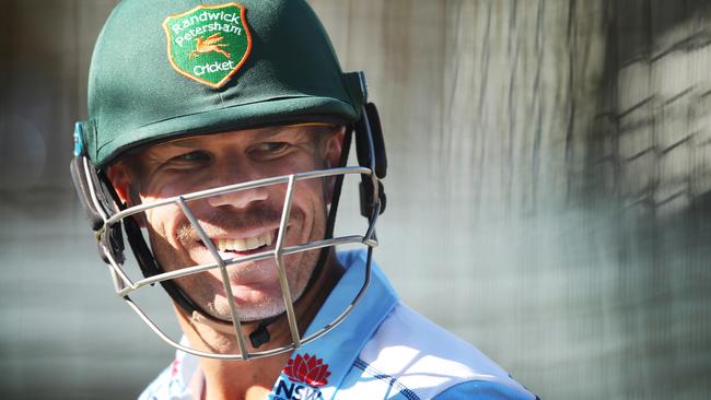 David Warner had a hit with Pat Cummins and Josh Hazlewood in Sydney late last year. Picture: Phil Hillyard