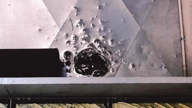 Damage sustained at the firearms range at the Police Academy at Fort Largs. Picture: SA Police