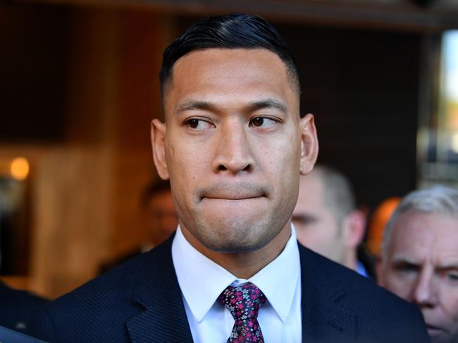 Israel Folau leaves a conciliation hearing at the Fair Work Commission in Sydney, Friday, June 28, 2019. (AAP Image/Joel Carrett) NO ARCHIVING