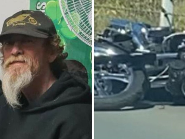 Gus Sullivan (left) was rushed to hospital in a critical condition after his motorcycle (right) crashed into a guardrail on the Bruce Hwy at Chatsworth.