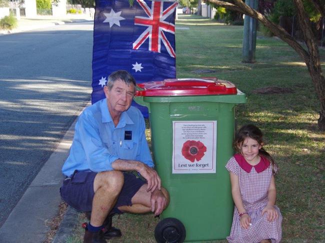 ANZAC DAY: Six-year-old Grace Saunderson is proud of her grandfather for his time as a soldier. Photo: Contributed