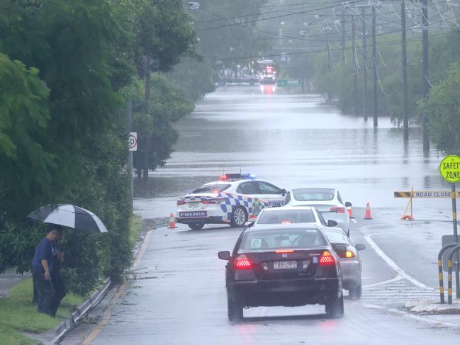 Police closed Oxley Rd on Monday. Picture: Steve Pohlner