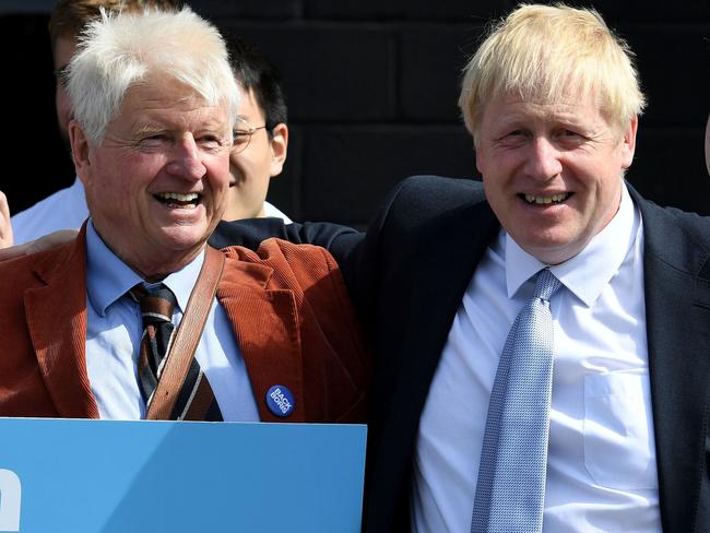 EXETER, ENGLAND - JUNE 28: Conservative leadership candidate Boris Johnson arrives to be met by his father Stanley Johnson at Sandy Park Conference Centre on June 28, 2019 in Exeter, England. Boris Johnson and Jeremy Hunt are the final two MPs left in the contest to replace Theresa May as leader of the Conservative Party. The winner will be announced on July 23rd 2019 and will also take up the post of Prime Minister of the UK and Northern Ireland. (Photo by Finnbarr Webster/Getty Images)