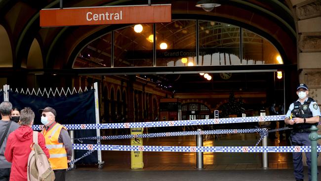 The crime scene of the stabbing. Picture: Damian Shaw