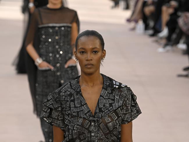 Sequined eyeliner at the most recent Chanel runway show in Paris. Picture: Getty Images