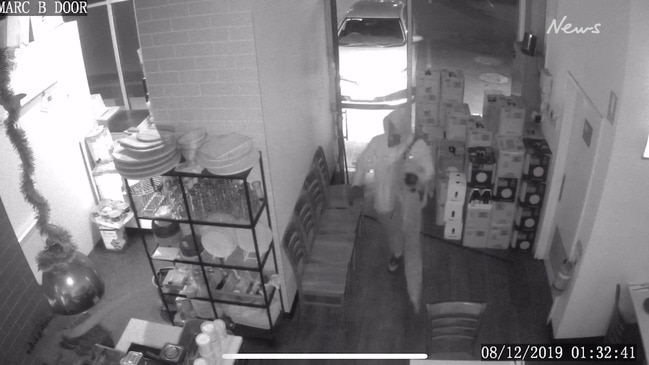 CCTV footage of pizza shop crimes