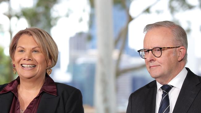 Greens senator Dorinda Cox has defected to Labor, announcing the shock move in a press conference with Anthony Albanese on Monday. Picture: NewsWire/Philip Gostelow