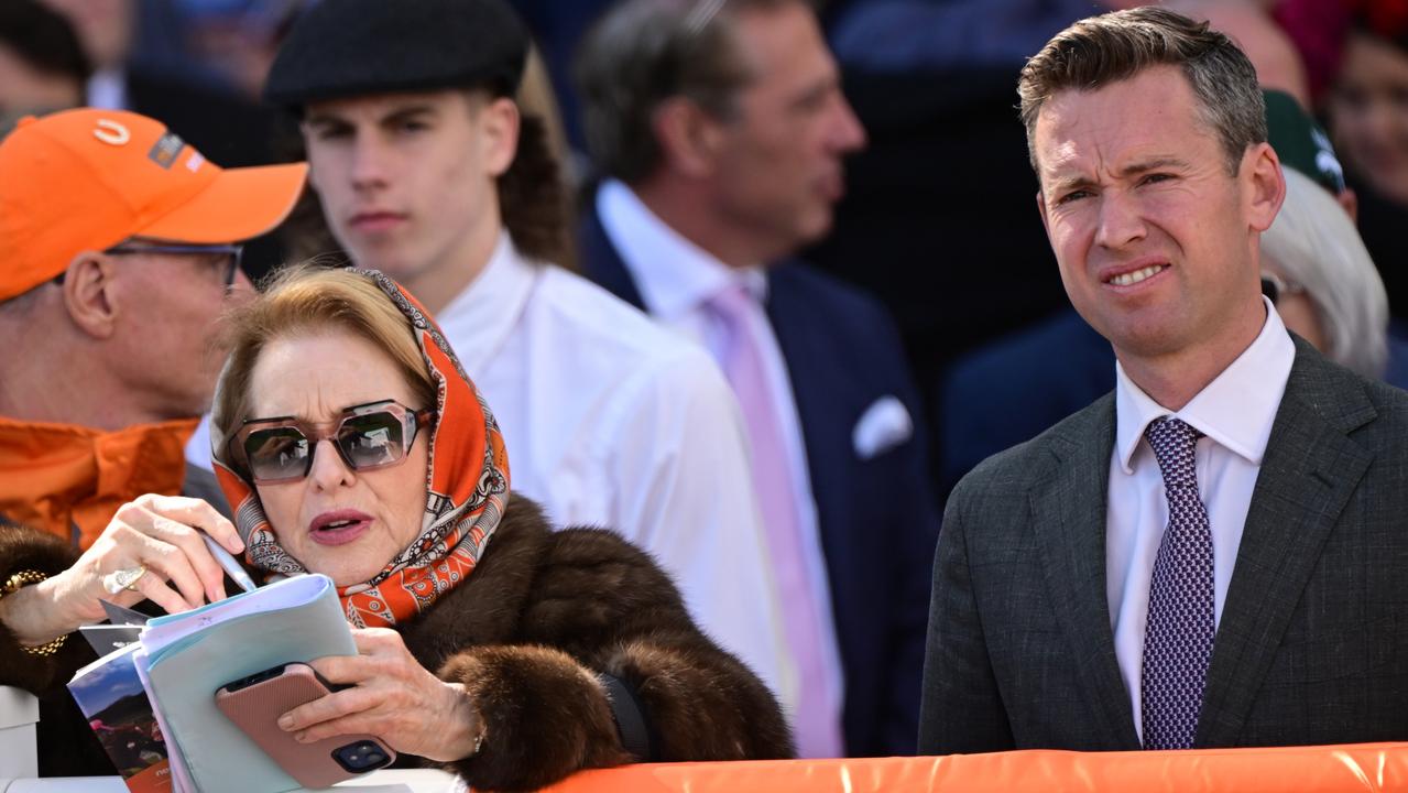 Trainers Gai Waterhouse and Adrian Bott before the Alligator Blood stepped out in the Might And Power. Picture: Racing Photos