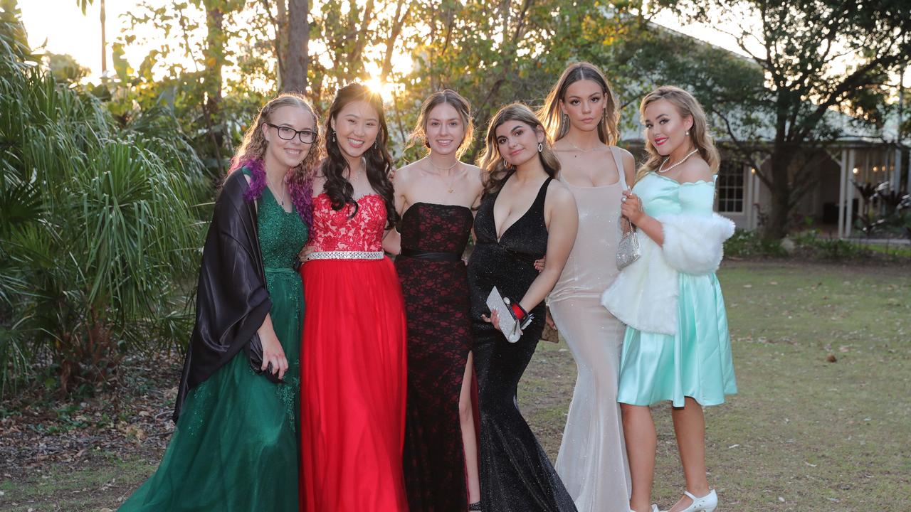 Tamborine Mountain College formal at Intercontinental Resort, Sanctuary Cove.The girls ready to celebrate. Picture Glenn Hampson