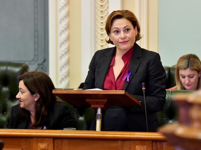 Treasurer Jackie Trad in Question Time yesterday. Picture: Darren England/AAP