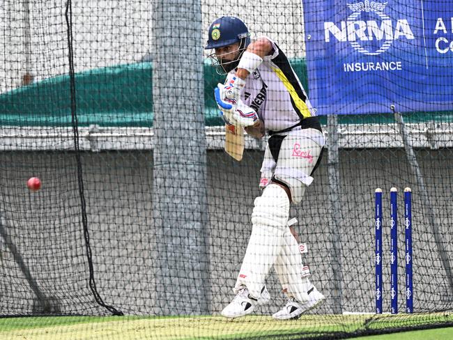 Virat Kohli bats during the training session. Picture: Bradley Kanaris/Getty Images