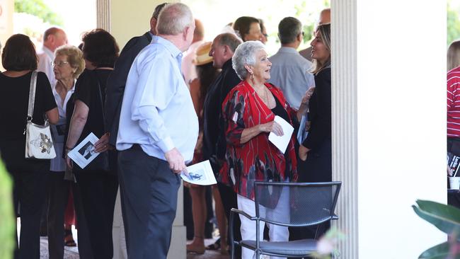 Carol Raper, wife of Johnny Raper during the funeral. Picture: Brett Costello