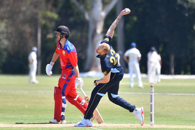 Valley bowler Benji Floros Valley Mens 1st Grade v Toombul Mens 1st Grade Saturday September 21, 2024. Picture, John Gass