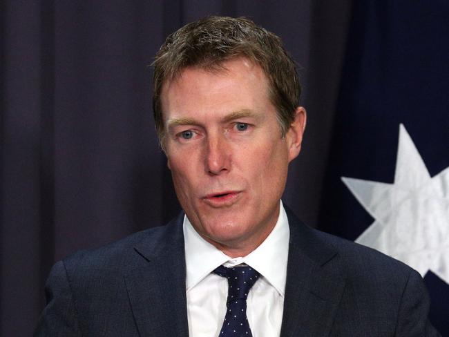 Attorney-General, Christian Porter, during a media conference on the High Court decision on Katy Gallagher in Parliament House in Canberra. Picture Gary RamagePicture Gary Ramage