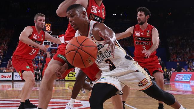 Scott Machado of the Taipans injured his heel in round two against the JackJumpers. (Photo by Paul Kane/Getty Images)