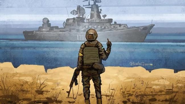 The image of a Ukrainian coastguard standing up to the Russian warship became famous around the world.