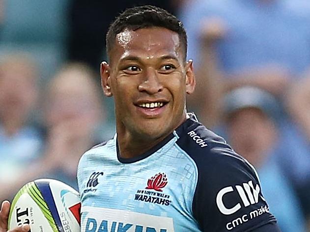 SYDNEY, AUSTRALIA - MAY 21:  Israel Folau of the Waratahs scores a try during the round 13 Super Rugby match between the Waratahs and the Rebels at Allianz Stadium on May 21, 2017 in Sydney, Australia.  (Photo by Mark Metcalfe/Getty Images)