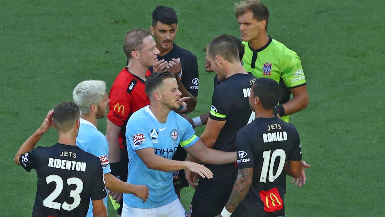 Ronny Vargas was sent off after conceding a penalty against Melbourne City.