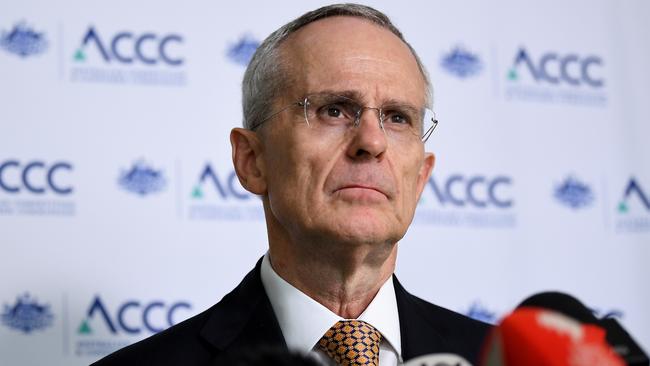 Australian Competition and Consumer Commission chairman Rod Sims delivered a comprehensive report into Digital Platforms in Australia. The organisation is now drafting a mandatory news code. Picture: AAP Image/Joel Carrett