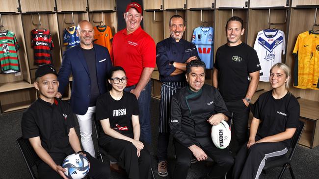 Staff from the food outlets which will be available for the public at Accor Stadium and CommBank Stadium from next year. Photo: Phil Hillyard