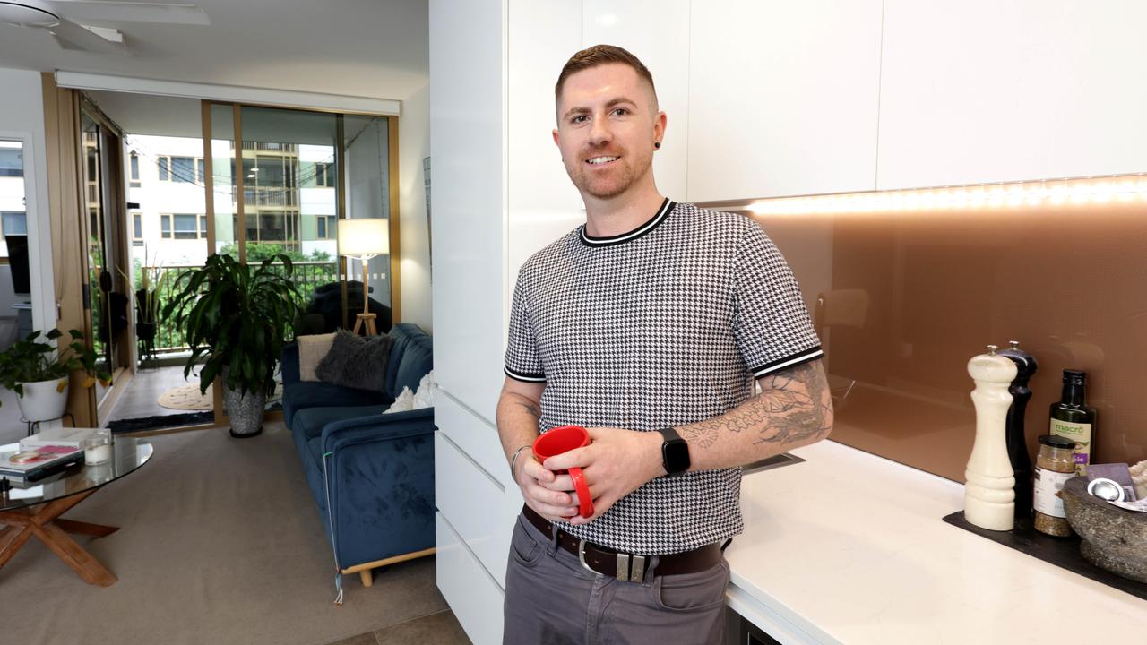 Josh Frew, at home in Bowen Hills, for Sunday Mail Rent by Suburbs, on Monday 4th March - Photo Steve Pohlner