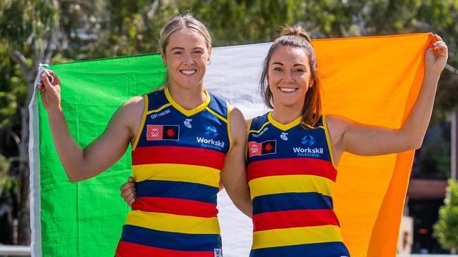 Adelaide's Irish AFLW player Niamh Kelly and Yvonne Bonner