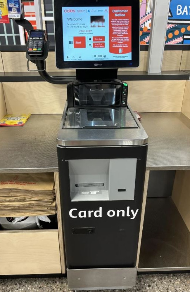 The self-serve checkout didn't have scales where your bag goes. Picture: Reddit