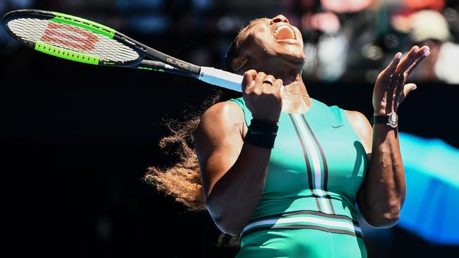 A frustrated Serena Williams has produced the biggest choke of her career. Picture: AFP