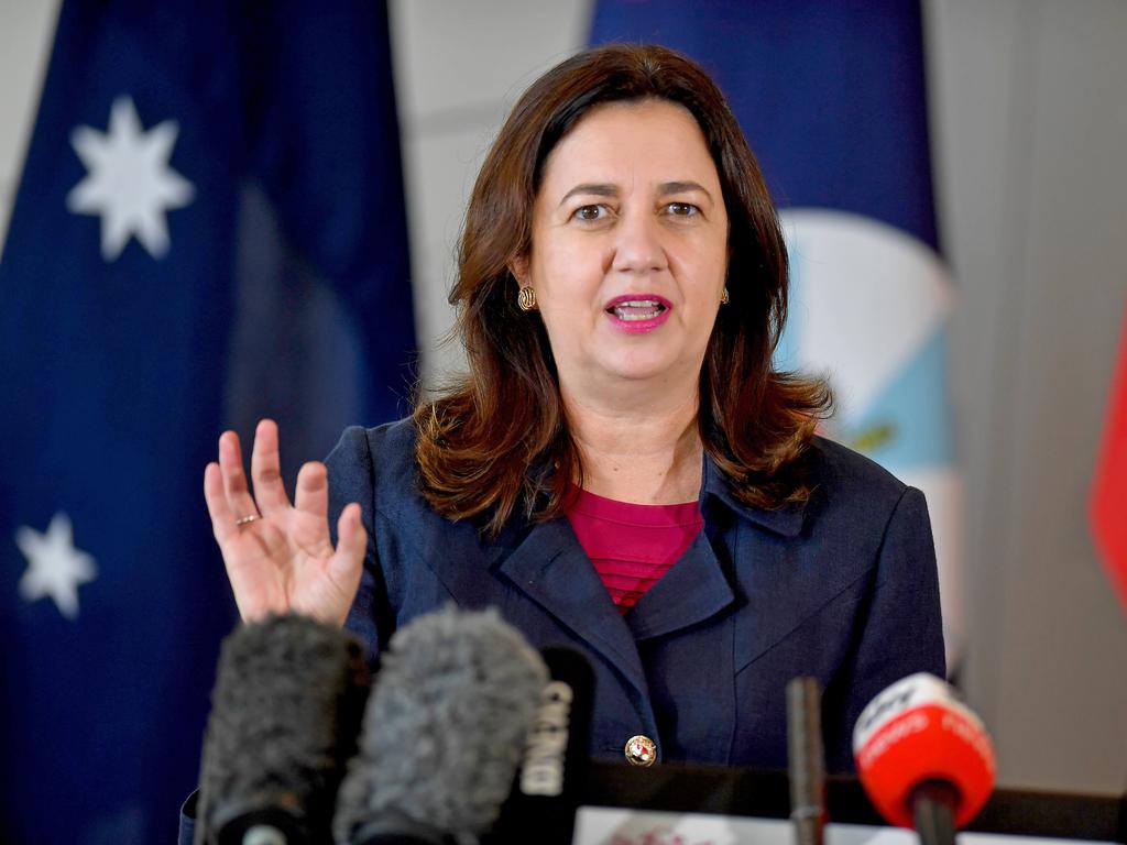 Premier Annastacia Palaszczuk said she would take a proposal to move hotel quarantine from the Brisbane CBD to isolated mining camps in order to prevent leaks. Picture: NewsWire / John Gass