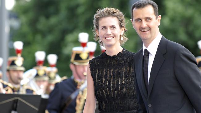 Bashar al-Assad and his wife Asma al-Assad in 2008. Picture: AFP/Gerard Cerles