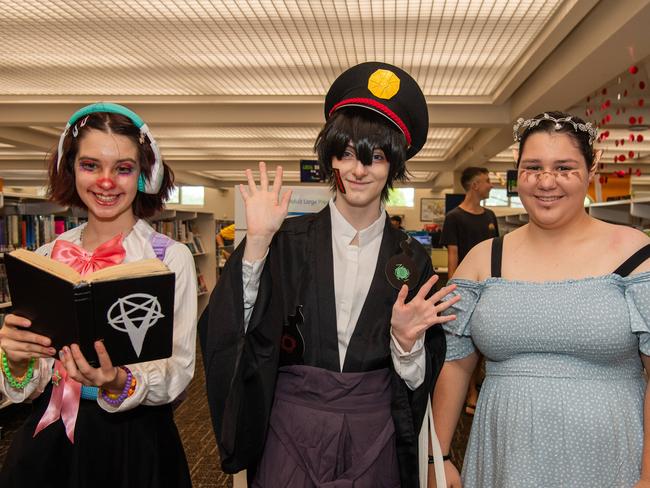 Jester Ryan, Toby Allen and Isabella Townsend at the City of Darwin Geektacular event, 2024. Picture: Pema Tamang Pakhrin